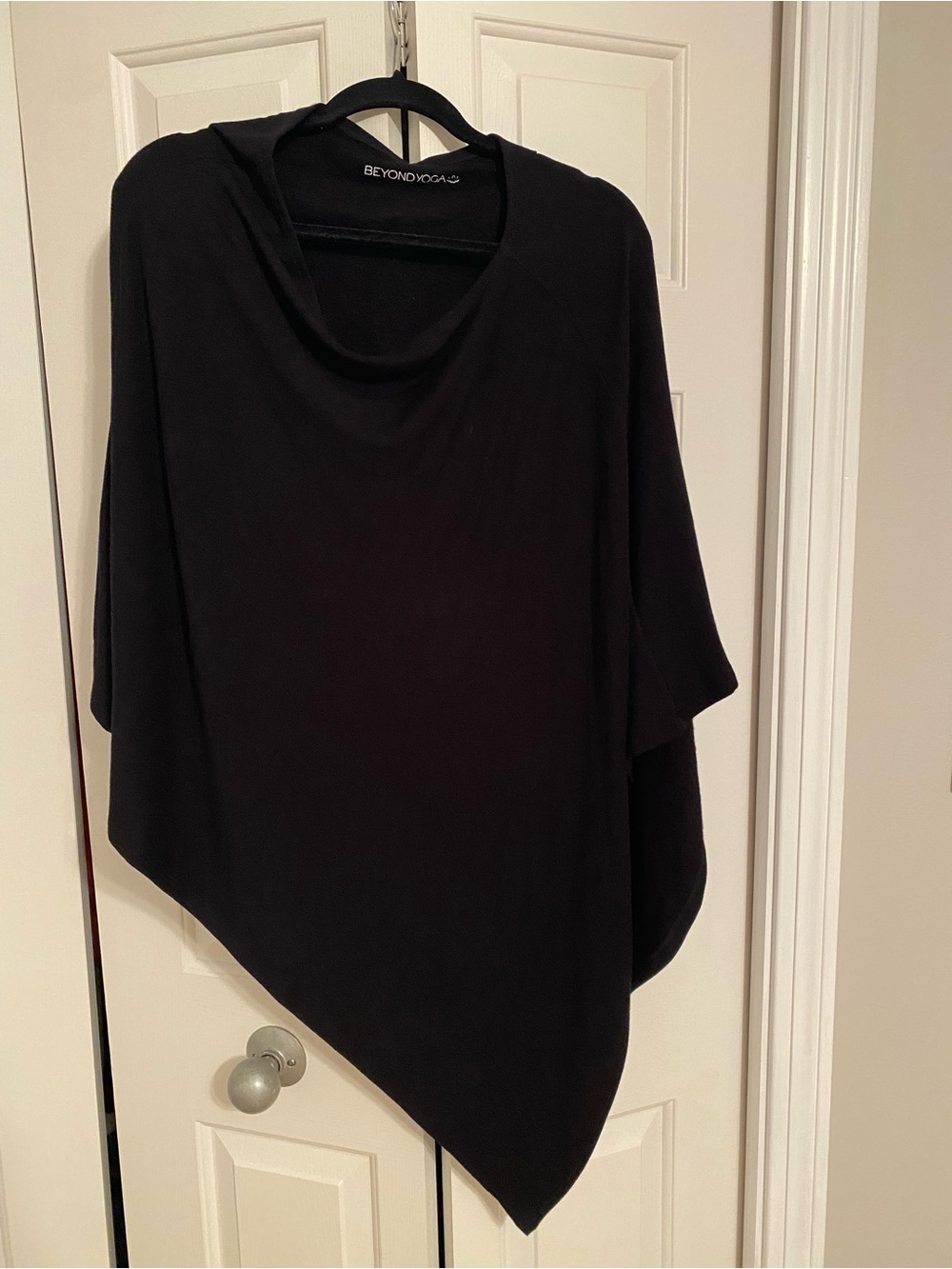 Beyond Yoga Black Draped Asymmetrical Poncho Tunic